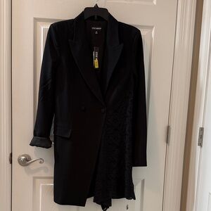 Steve Madden Black Women's Blazer with Lace Detail